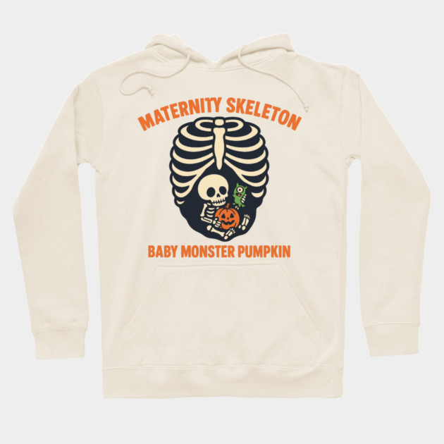 Maternity Skeleton Baby Monster Pumpkin Funny Cute Pregnancy Halloween Hoodie by Customer's Store 1