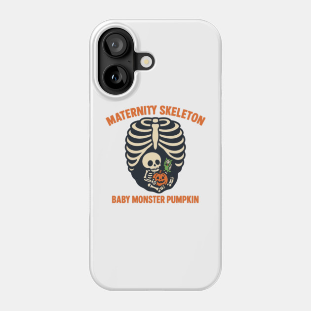 Maternity Skeleton Baby Monster Pumpkin Funny Cute Pregnancy Halloween Phone Case by Customer's Store 1