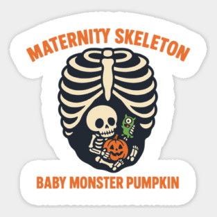 Maternity Skeleton Baby Monster Pumpkin Funny Cute Pregnancy Halloween Magnet