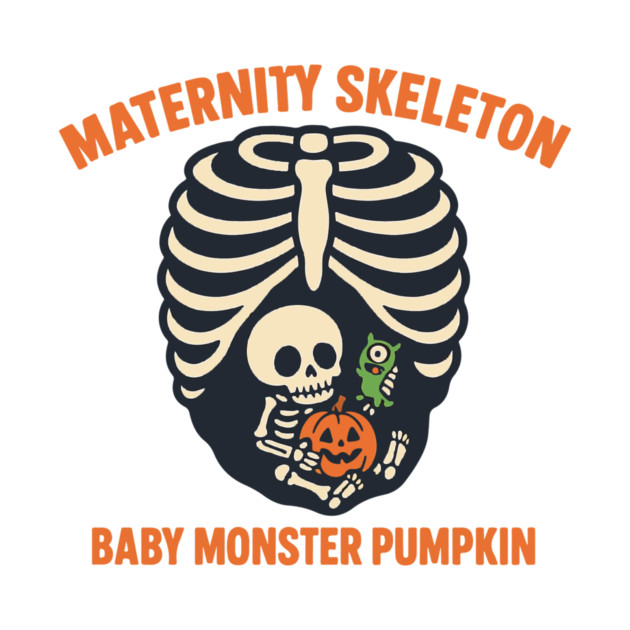 Maternity Skeleton Baby Monster Pumpkin Funny Cute Pregnancy Halloween by Customer's Store 1