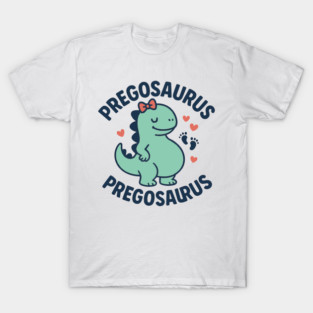 Pregosaurus Cute Retro Mommy Dinosaur Pregnancy Announcement Small Black T-Shirt