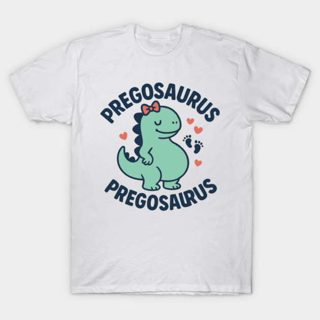 Pregosaurus Cute Retro Mommy Dinosaur Pregnancy Announcement Small Black T-Shirt by Customer's Store 1