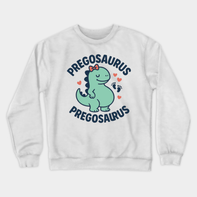 Pregosaurus Cute Retro Mommy Dinosaur Pregnancy Announcement Small Black Crewneck Sweatshirt by Customer's Store 1