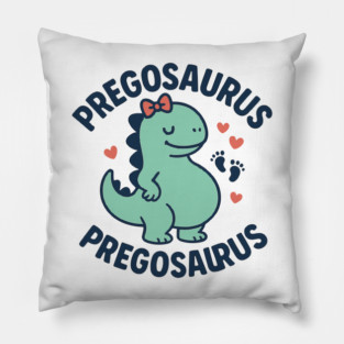 Pregosaurus Cute Retro Mommy Dinosaur Pregnancy Announcement Small Black Pillow