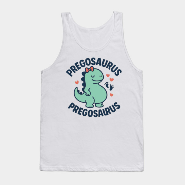 Pregosaurus Cute Retro Mommy Dinosaur Pregnancy Announcement Small Black Tank Top by Customer's Store 1