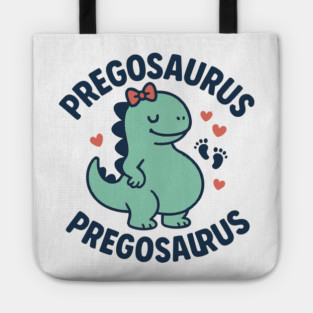Pregosaurus Cute Retro Mommy Dinosaur Pregnancy Announcement Small Black Tote