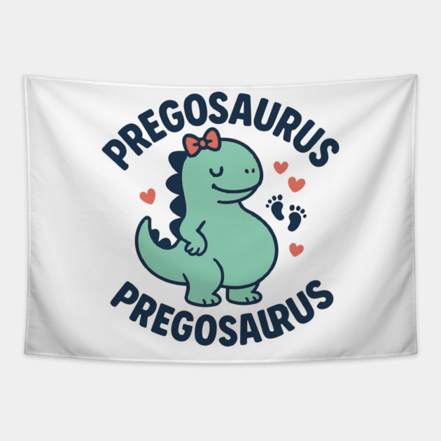 Pregosaurus Cute Retro Mommy Dinosaur Pregnancy Announcement Small Black Tapestry by Customer's Store 1