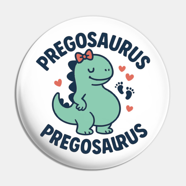 Pregosaurus Cute Retro Mommy Dinosaur Pregnancy Announcement Small Black Pin by Customer's Store 1