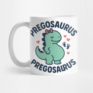 Pregosaurus Cute Retro Mommy Dinosaur Pregnancy Announcement Small Black Mug