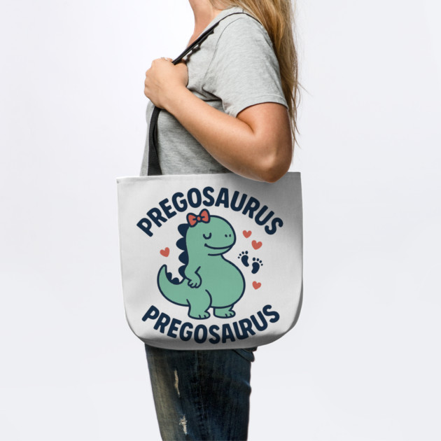 Pregosaurus Cute Retro Mommy Dinosaur Pregnancy Announcement Small Black by Customer's Store 1