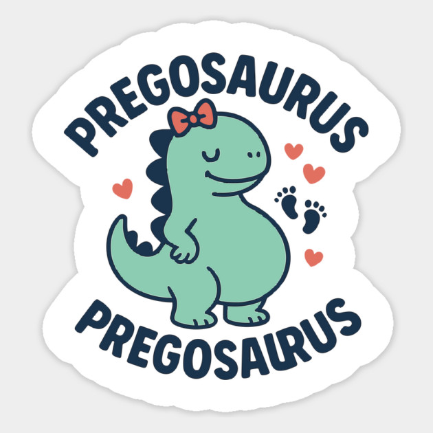 Pregosaurus Cute Retro Mommy Dinosaur Pregnancy Announcement Small Black Magnet by Customer's Store 1