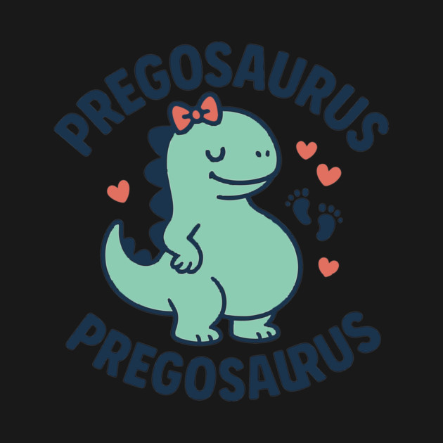 Pregosaurus Cute Retro Mommy Dinosaur Pregnancy Announcement Small Black by Customer's Store 1