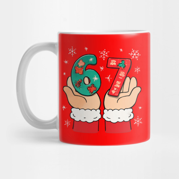Santa's Hands Holding Festive 67 with Christmas Snowflakes by Creatifly Graphic Tees