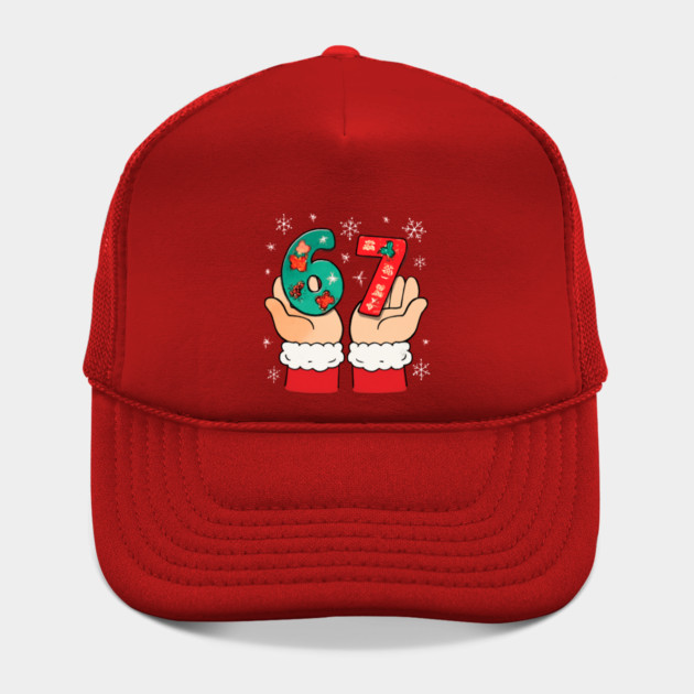 Santa's Hands Holding Festive 67 with Christmas Snowflakes by Creatifly Graphic Tees