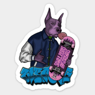 Crazy Dog with Skateboard Sticker