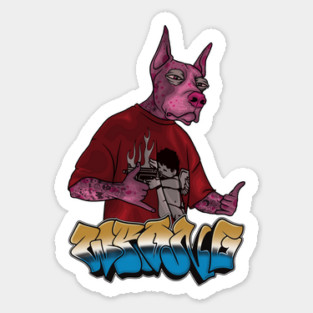 Crazy Dog in Red Shirt Magnet