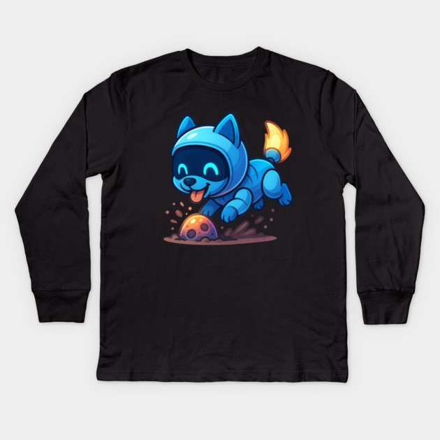 Futuristic Robot Cooking Egg Kids Long Sleeve T-Shirt by Anne Lee