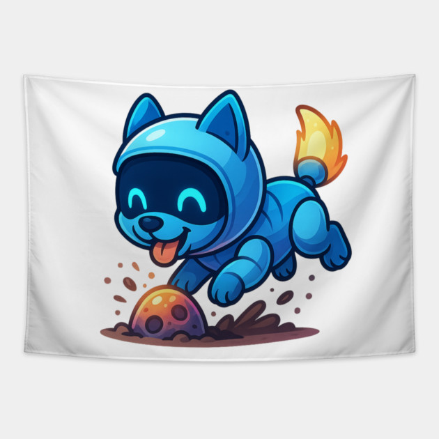 Futuristic Robot Cooking Egg Tapestry by Anne Lee