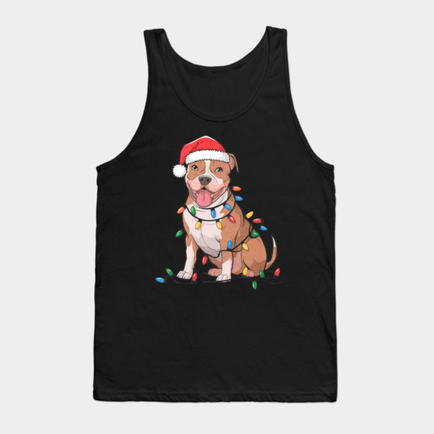 American Pit Bull Terrier Christmas Lights Xmas Dogs Tank Top by yangho