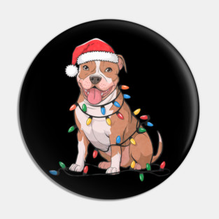 American Pit Bull Terrier Christmas Lights Xmas Dogs Pin