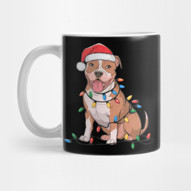 American Pit Bull Terrier Christmas Lights Xmas Dogs by yangho