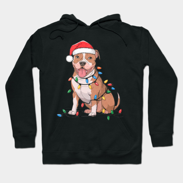 American Pit Bull Terrier Christmas Lights Xmas Dogs Hoodie by yangho