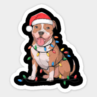 American Pit Bull Terrier Christmas Lights Xmas Dogs Sticker