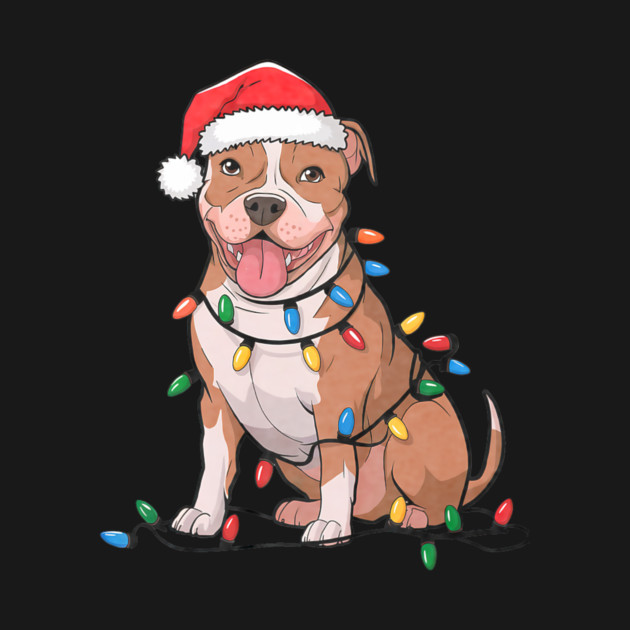 American Pit Bull Terrier Christmas Lights Xmas Dogs by yangho