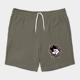 Tuxedo Cat Floral Shorts