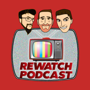 Rewatch Podcast Logo with Host Faces T-Shirt