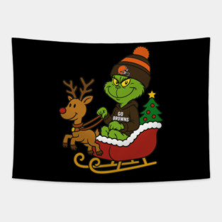 Go Browns Christmas Grinch Tapestry