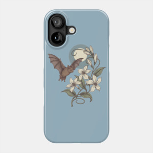 Moonlit Bat with Delicate Night Blossoms Phone Case