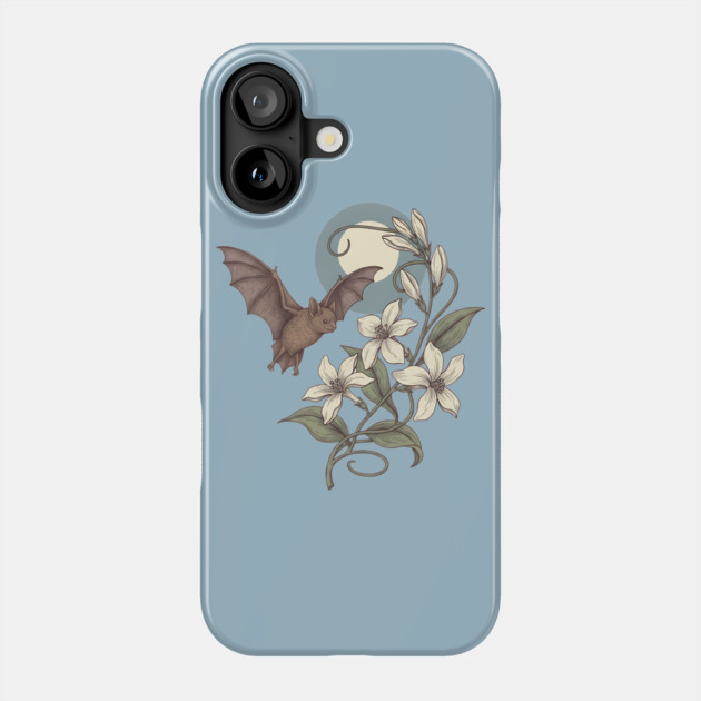 Moonlit Bat with Delicate Night Blossoms Phone Case by BirdsnStuff