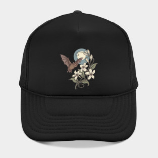 Moonlit Bat with Delicate Night Blossoms Hat