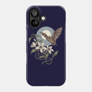 Moonlit Bat with Soft Climbing Blossoms Phone Case