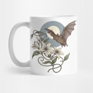 Moonlit Bat with Soft Climbing Blossoms Mug