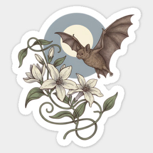 Moonlit Bat with Soft Climbing Blossoms Magnet