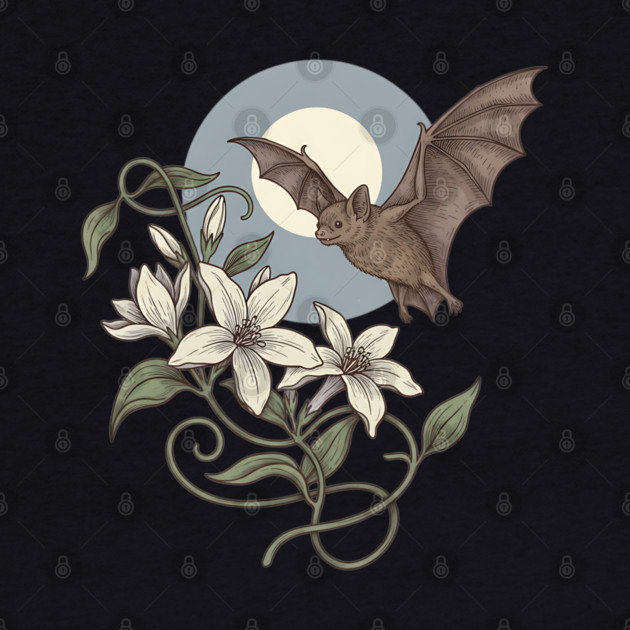Moonlit Bat with Soft Climbing Blossoms by BirdsnStuff