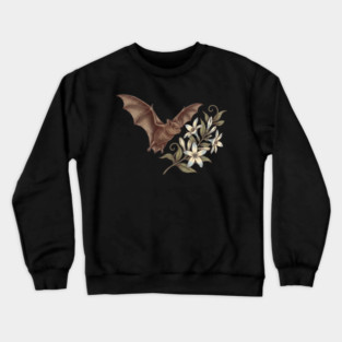 Vintage Little Brown Bat Night Blossoms Crewneck Sweatshirt