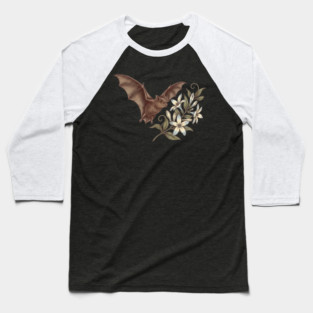 Vintage Little Brown Bat Night Blossoms Baseball T-Shirt