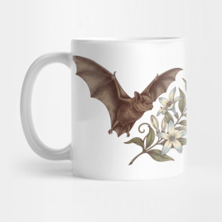 Vintage Little Brown Bat Night Blossoms Mug