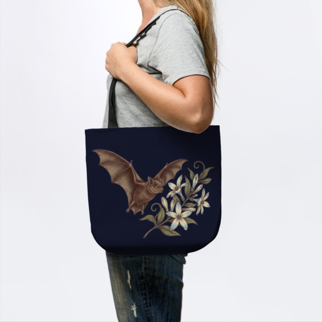 Vintage Little Brown Bat Night Blossoms by BirdsnStuff