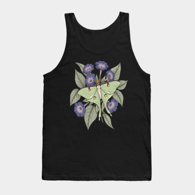 Luna Moth with Violet Botanical Blooms Tank Top by BirdsnStuff