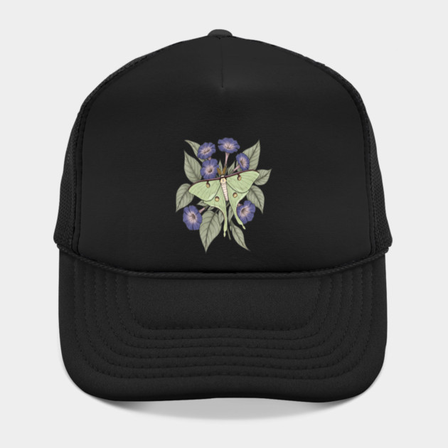 Luna Moth with Violet Botanical Blooms by BirdsnStuff