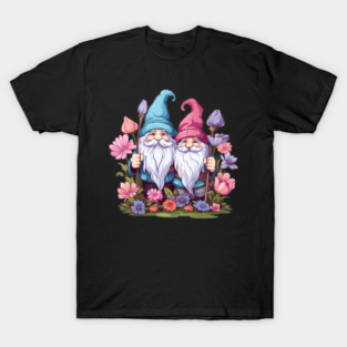 Colorful Garden Gnome With Flowers I Garden Gnome T-Shirt