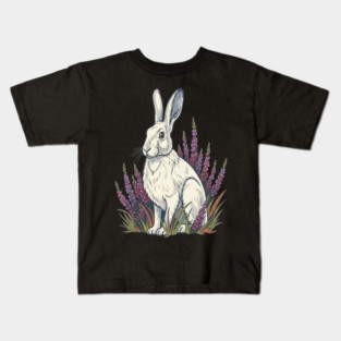 Mountain Hare with Pale Heather Blooms Kids T-Shirt