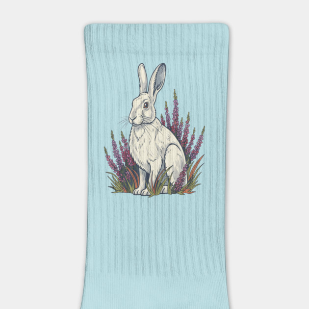 Mountain Hare with Pale Heather Blooms by BirdsnStuff