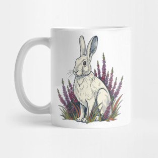 Mountain Hare with Pale Heather Blooms Mug
