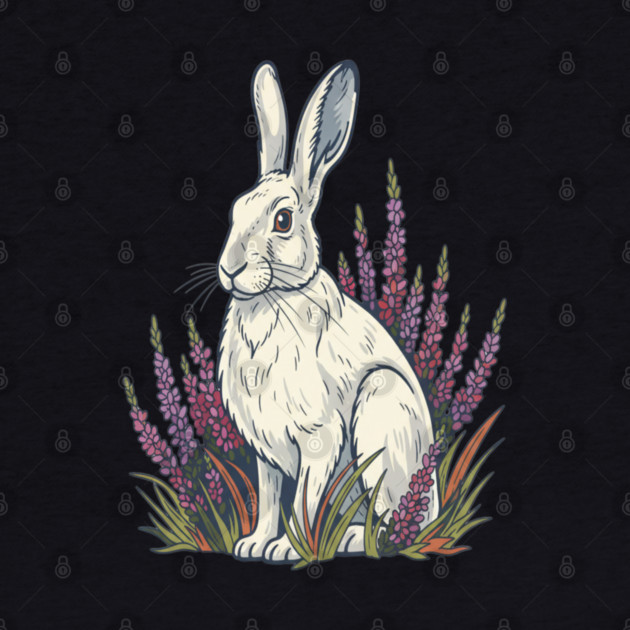 Mountain Hare with Pale Heather Blooms by BirdsnStuff