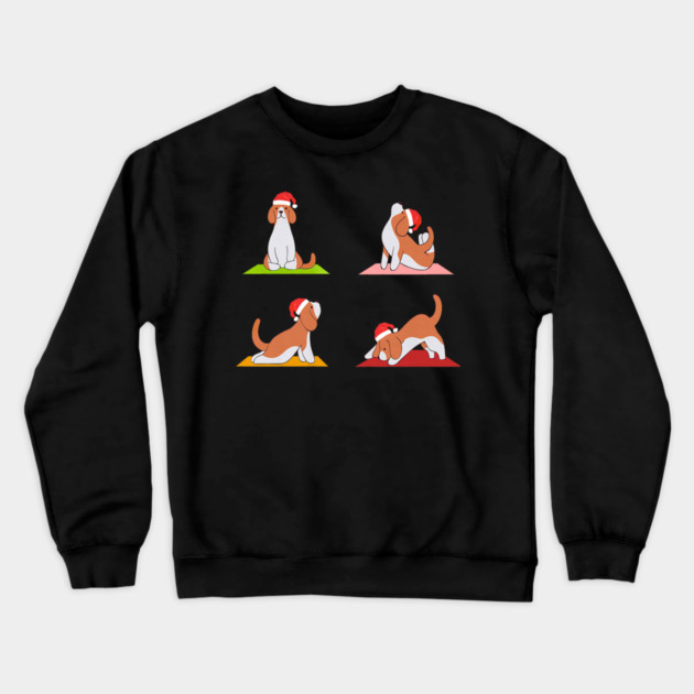 Beagle Makes Yoga Funny Dogs In Yoga Poses For Christmas Crewneck Sweatshirt by yangho